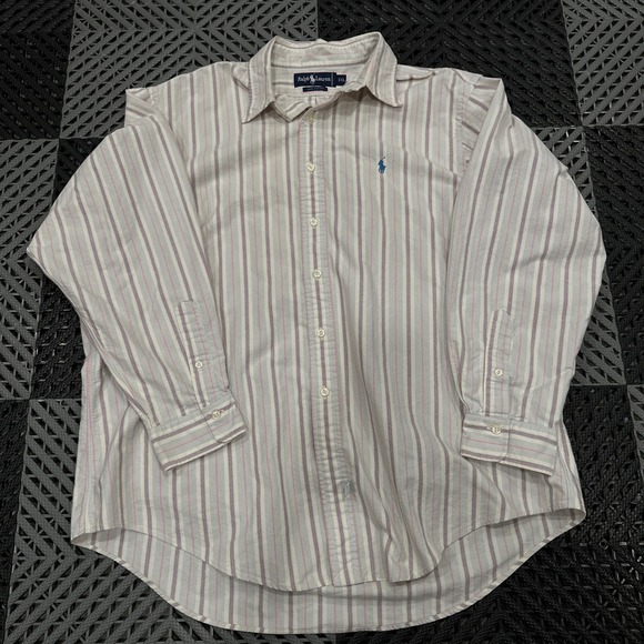 Ralph Lauren Striped Button Down Shirt Womens XXL Pink Blue Cotton Casual - Picture 2 of 5